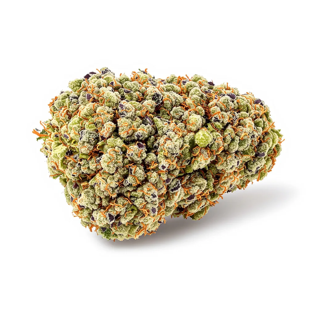 Lemon 57% indica / 43% sativa — flor con tricomas visibles