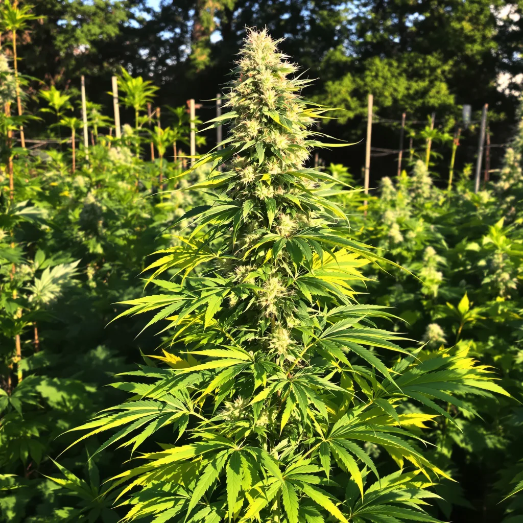 Lemon Fire 9% indica / 91% sativa — flor con tricomas visibles
