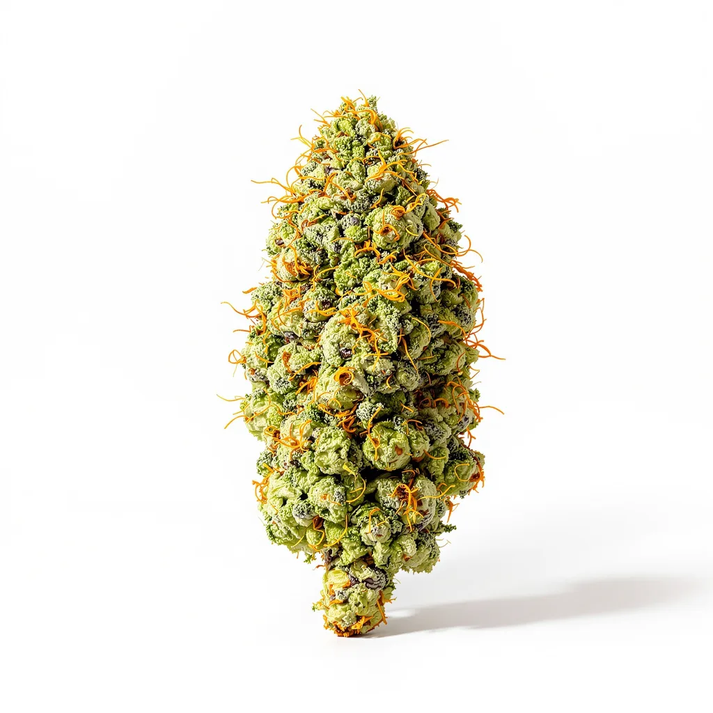 Lemon Fire 9% indica / 91% sativa — flor con tricomas visibles