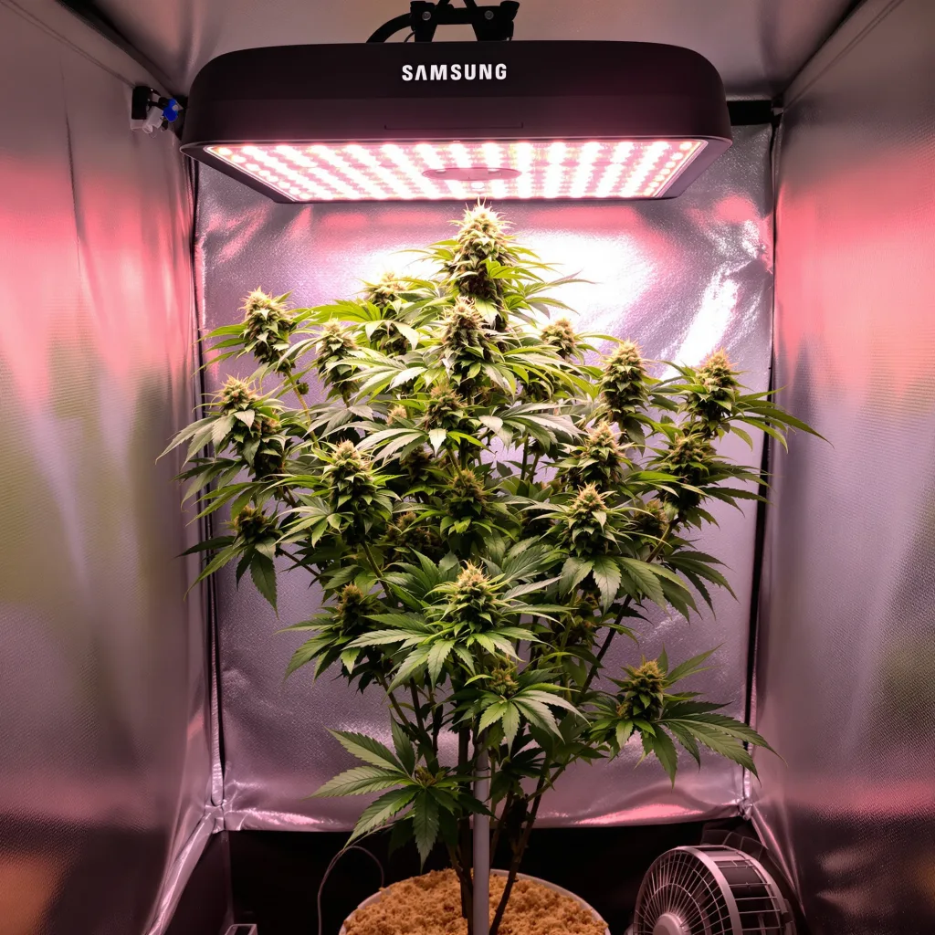 Planta de cannabis Lemon Garlic OG en fase de floración — 90-130 cm feminizada