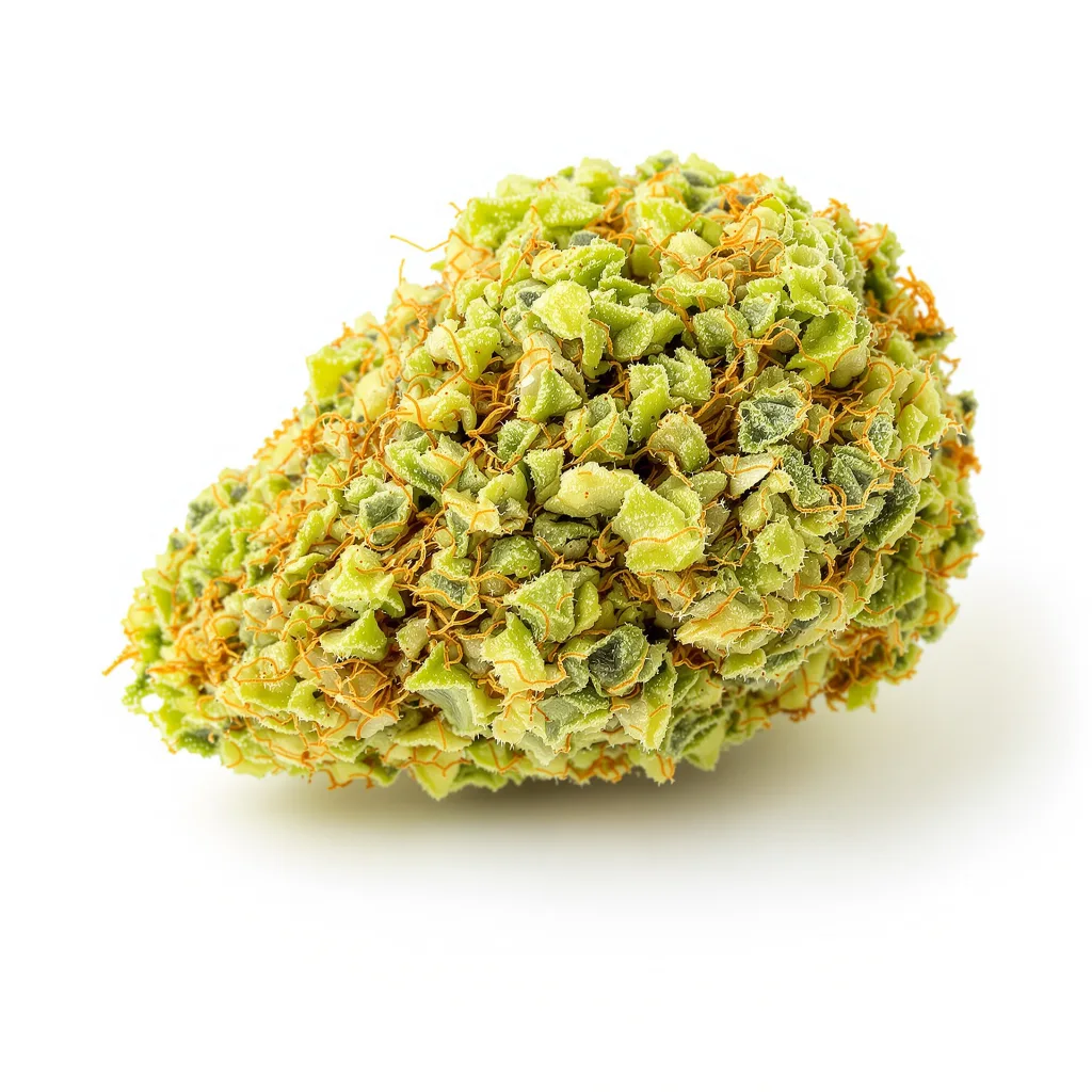 Lemon Haze 23% indica / 77% sativa — flor con tricomas visibles
