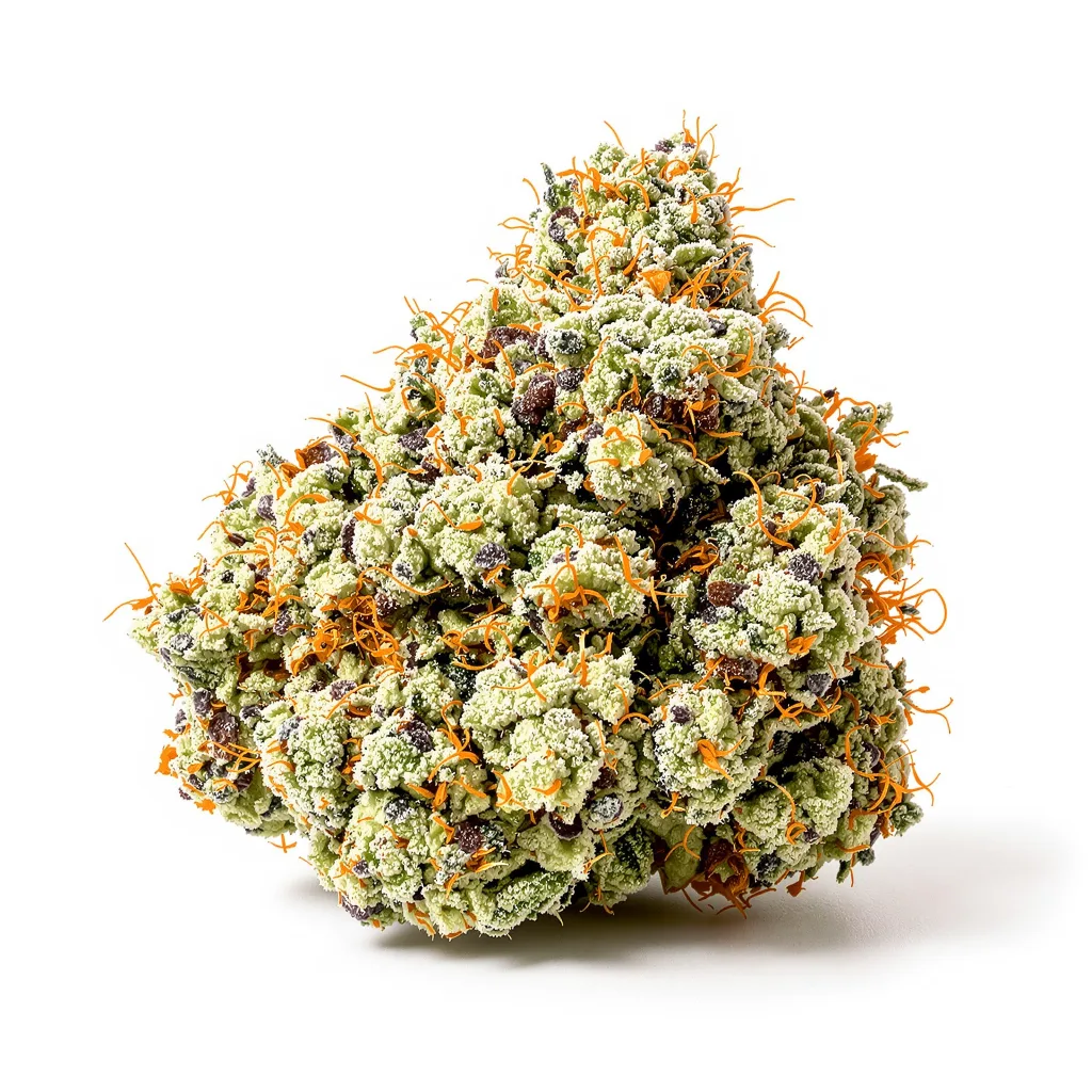 Lemon Kush 50% indica / 50% sativa — flor con tricomas visibles