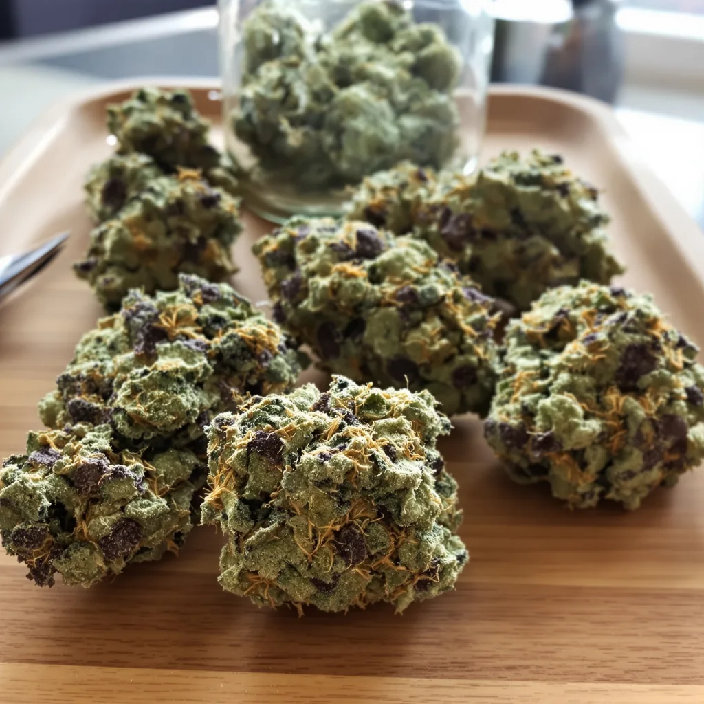 Lemon OG Kush 50% indica / 50% sativa — flor con tricomas visibles