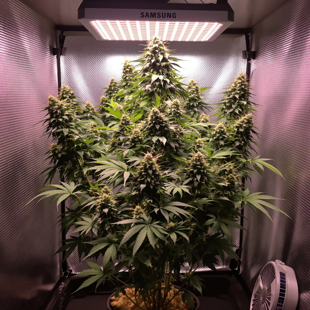 Planta de cannabis Lemon Skunk en fase de floración — 60-100 cm autofloración