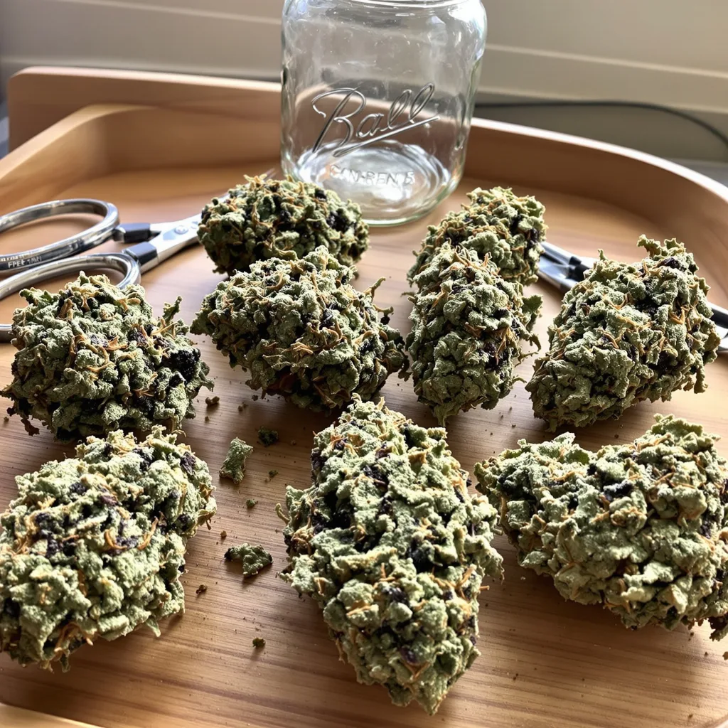 Lemon Skunk 30% indica / 60% sativa — flor con tricomas visibles