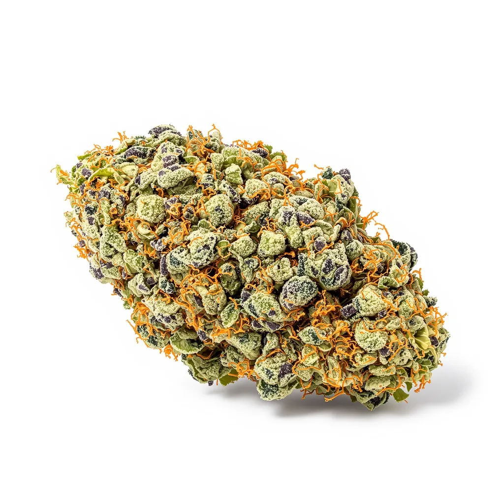 Lemon Tree 61% indica / 39% sativa — flor con tricomas visibles