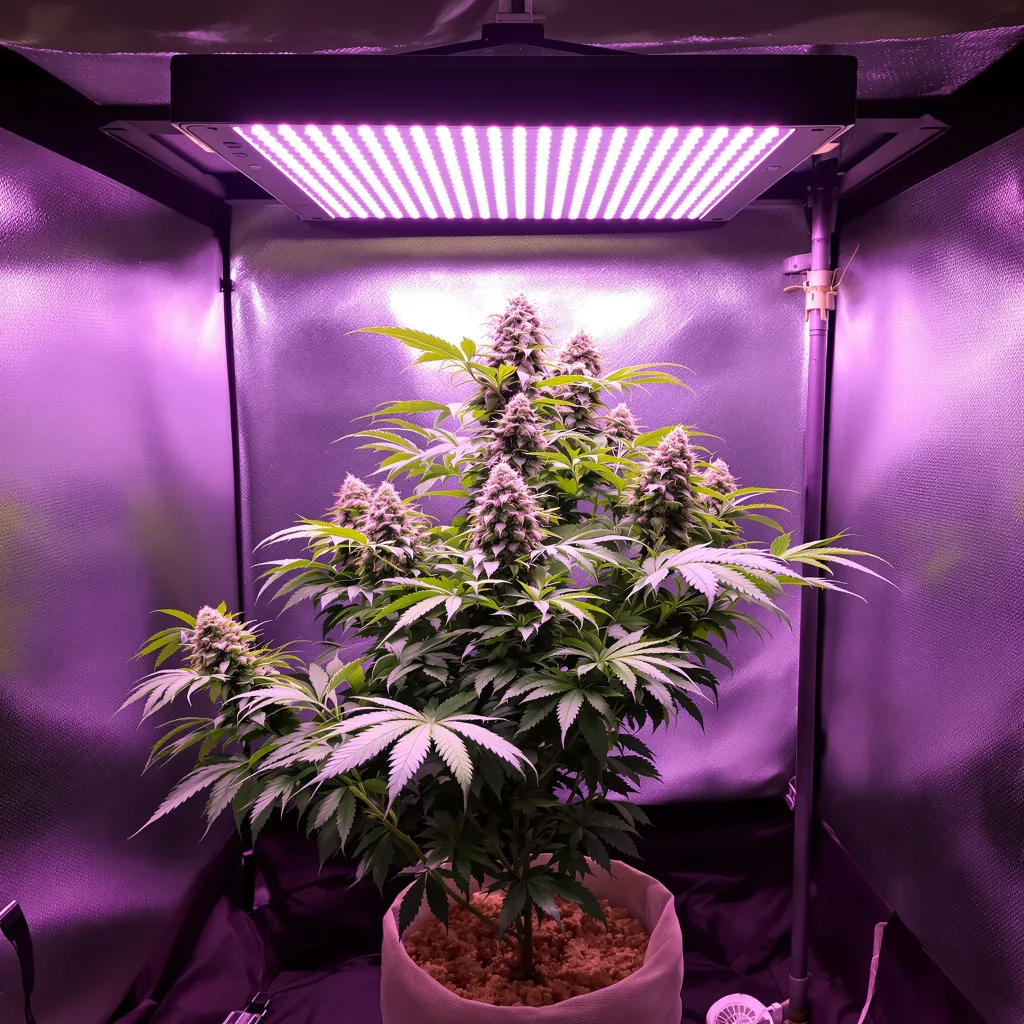 Planta de cannabis Lime Purple Mist en fase de floración — 90-130 cm feminizada