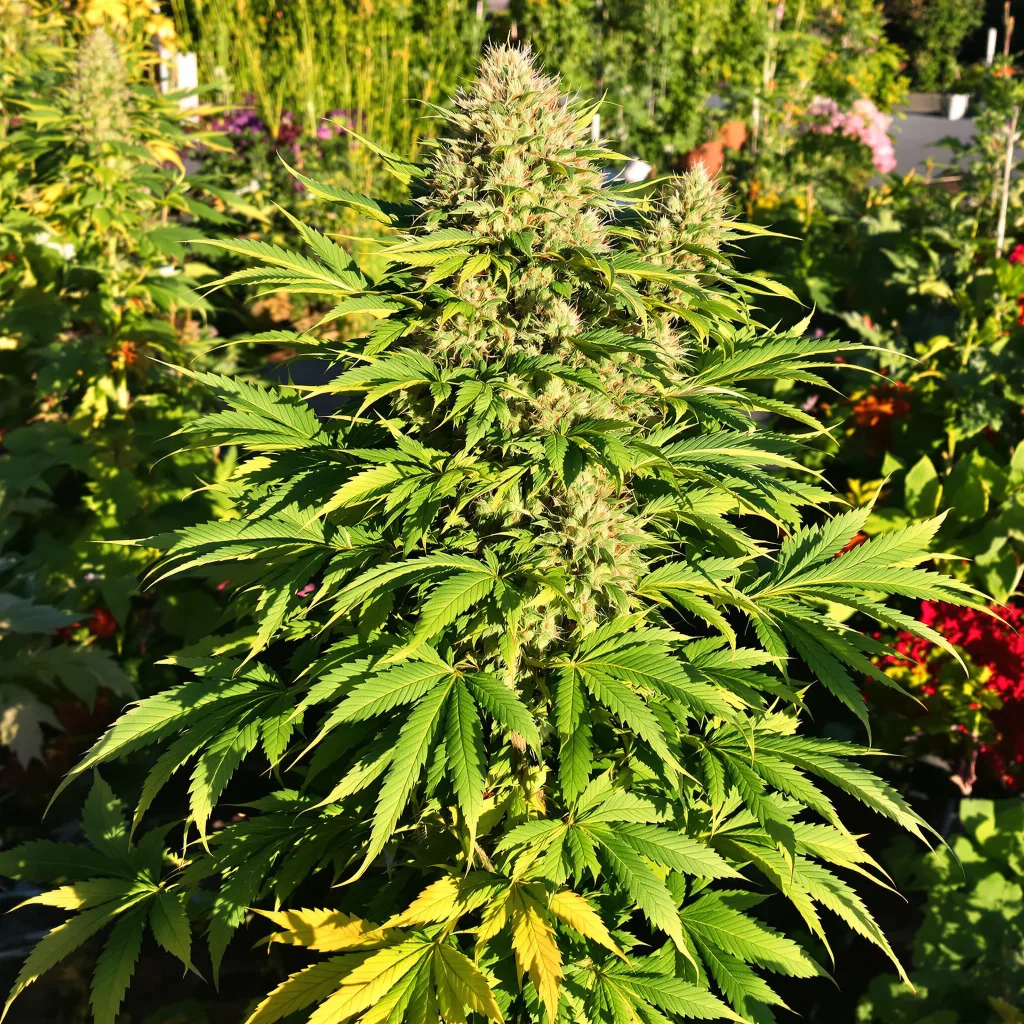 Lime Purple Mist 74% indica / 26% sativa — flor con tricomas visibles