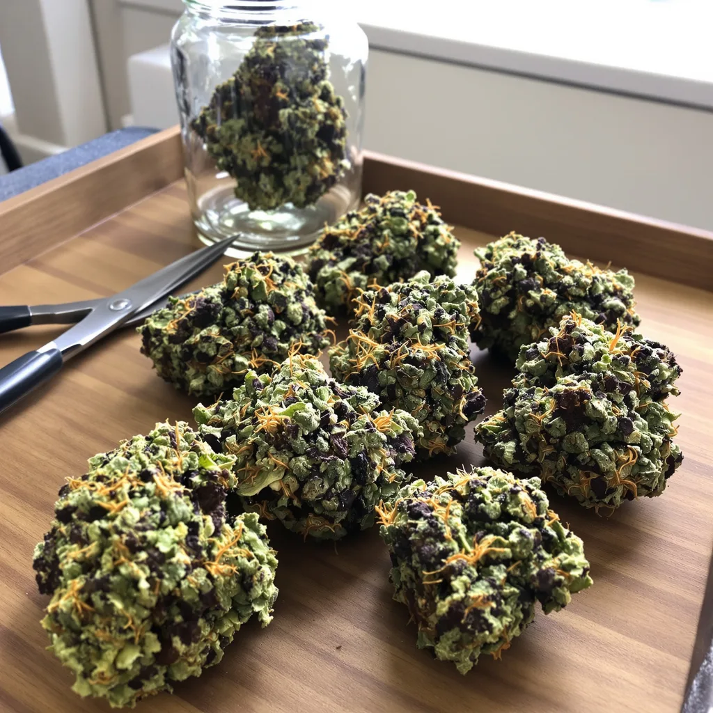 Liquid Butter 67% indica / 33% sativa — flor con tricomas visibles