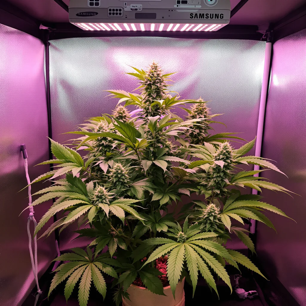 Planta de cannabis London Pound Cake en fase de floración — 90-130 cm feminizada