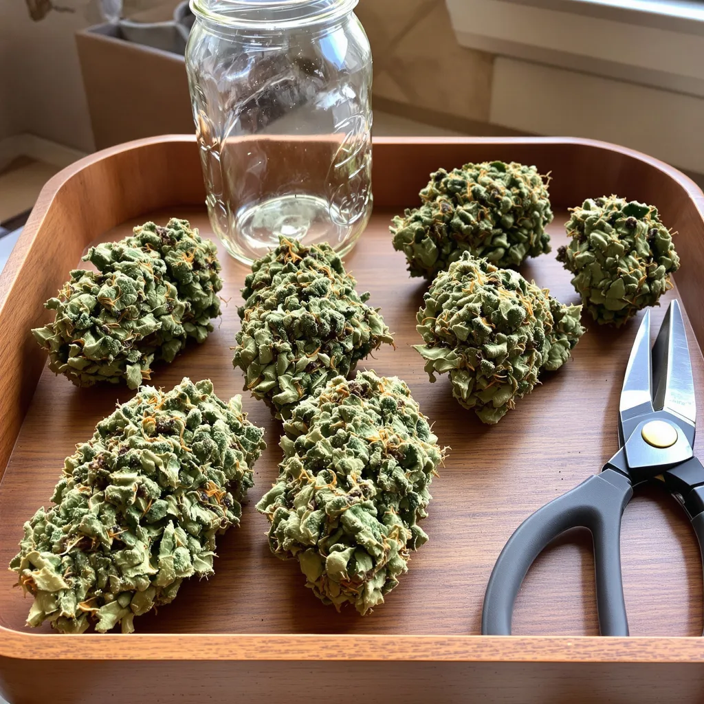 Longbottom Leaf 39% indica / 61% sativa — flor con tricomas visibles