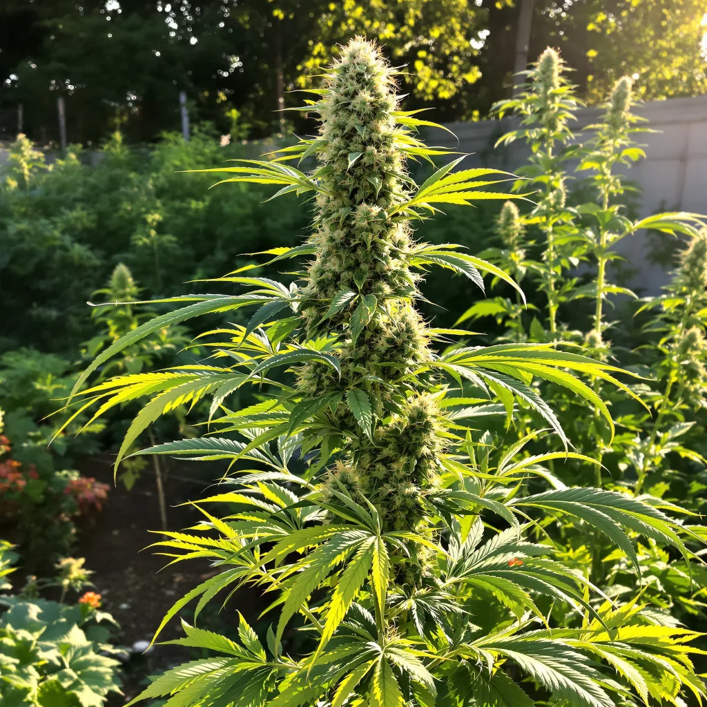 Longbottom Leaf 39% indica / 61% sativa — flor con tricomas visibles