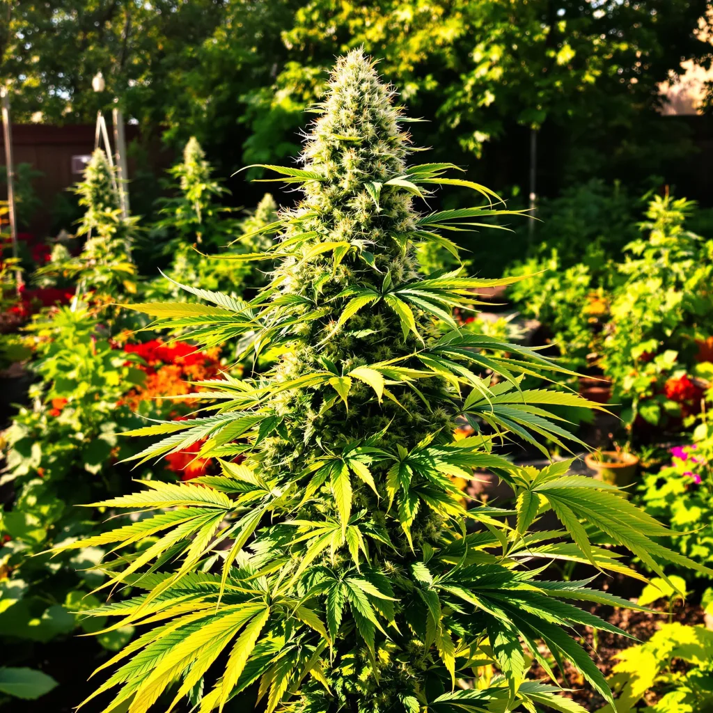 Lowryder 44% indica / 56% sativa — flor con tricomas visibles