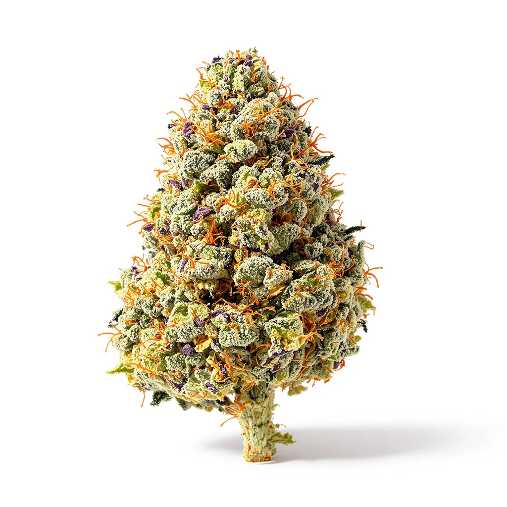 Lowryder 44% indica / 56% sativa — flor con tricomas visibles