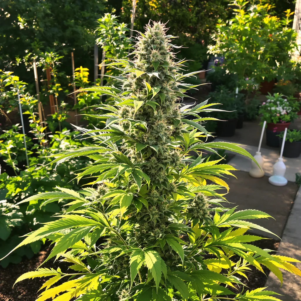 Lowryder 44% indica / 56% sativa — flor con tricomas visibles