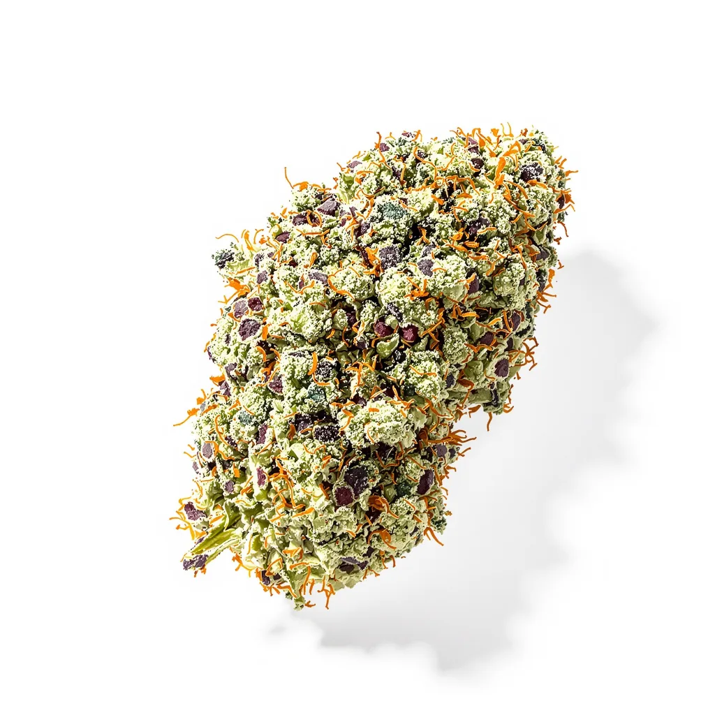 Lowryder 44% indica / 56% sativa — flor con tricomas visibles