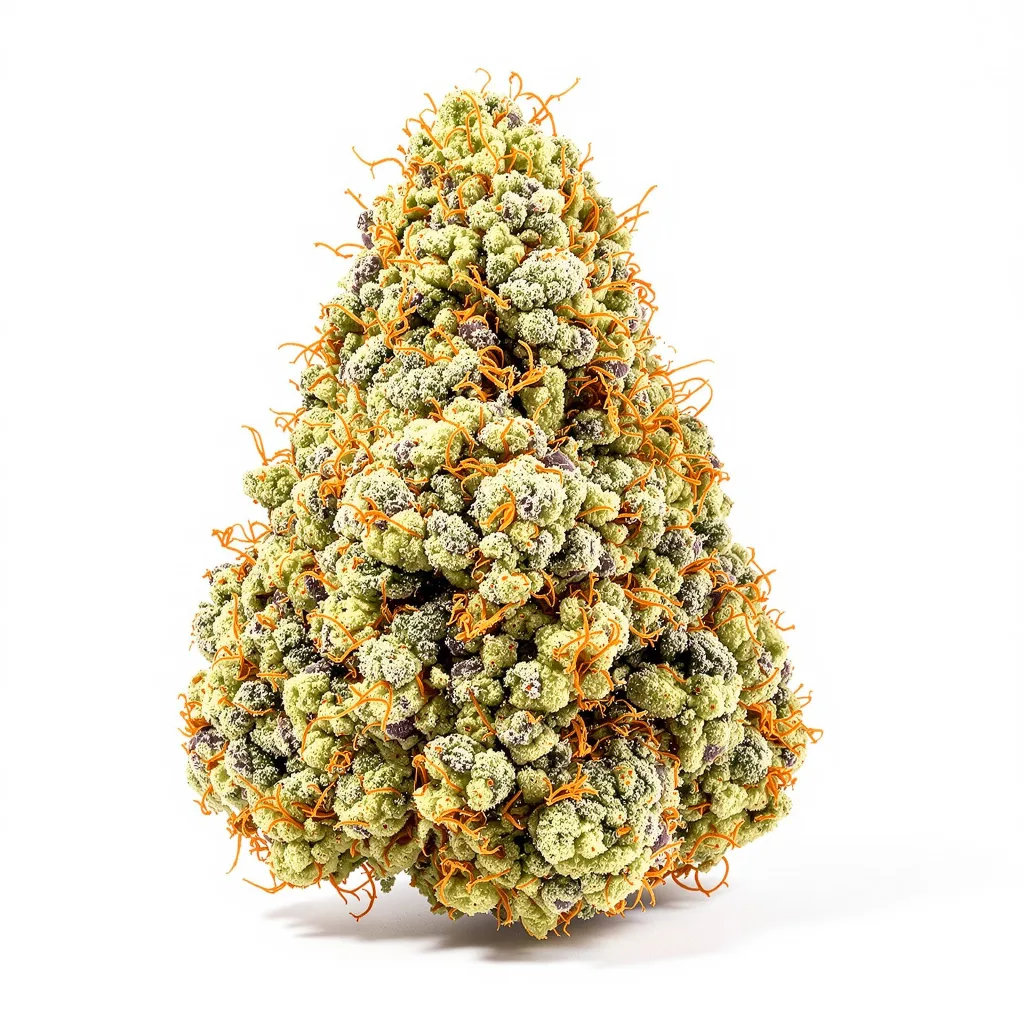 LSD 49% indica / 51% sativa — flor con tricomas visibles
