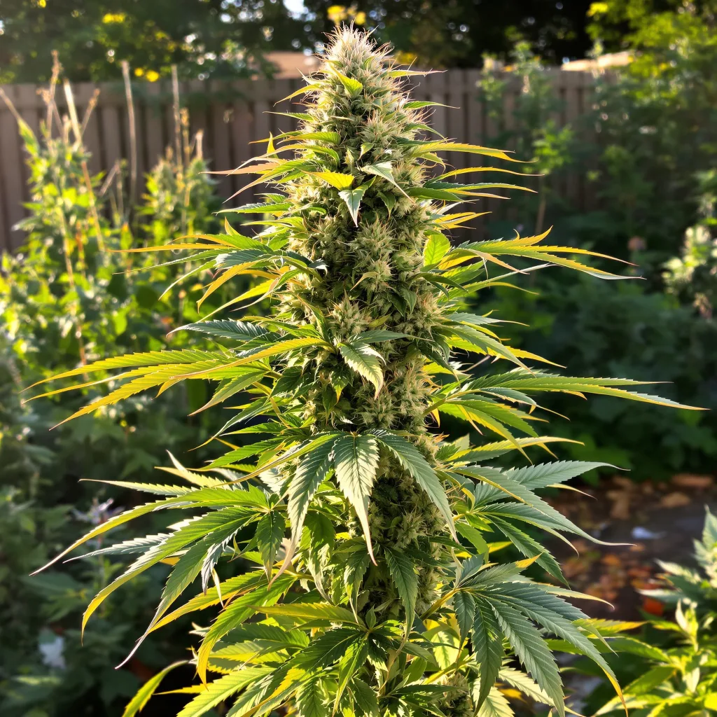 LSD 49% indica / 51% sativa — flor con tricomas visibles