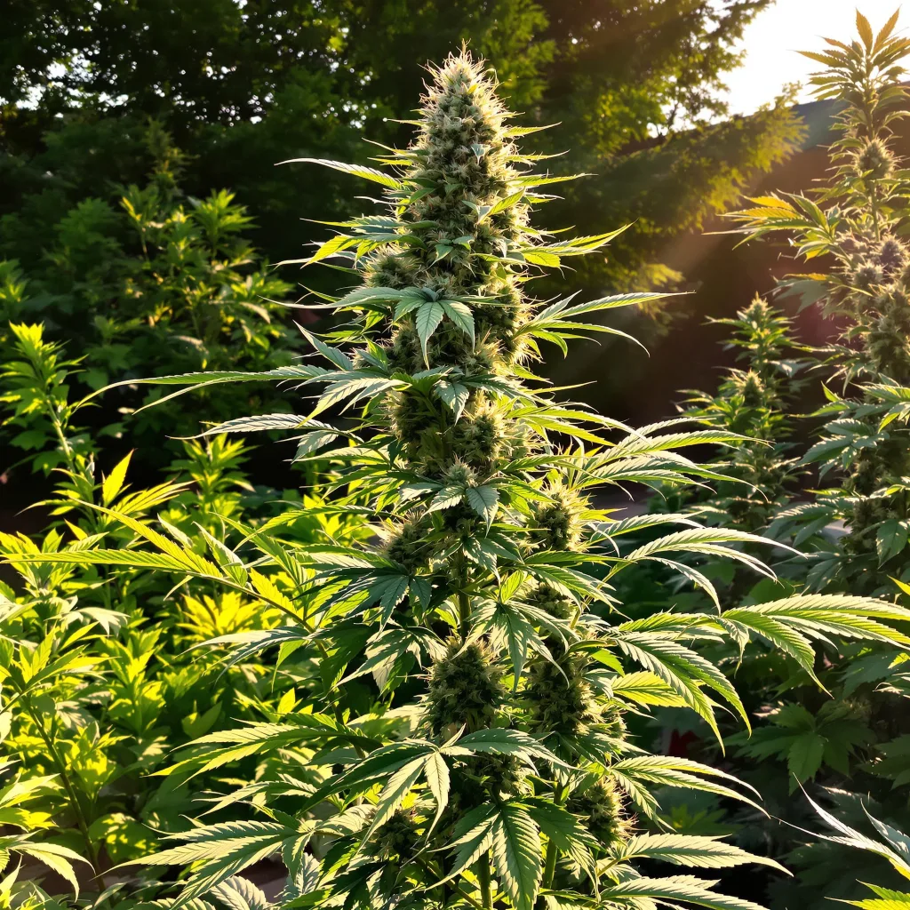 Lucid Blue 61% indica / 39% sativa — flor con tricomas visibles