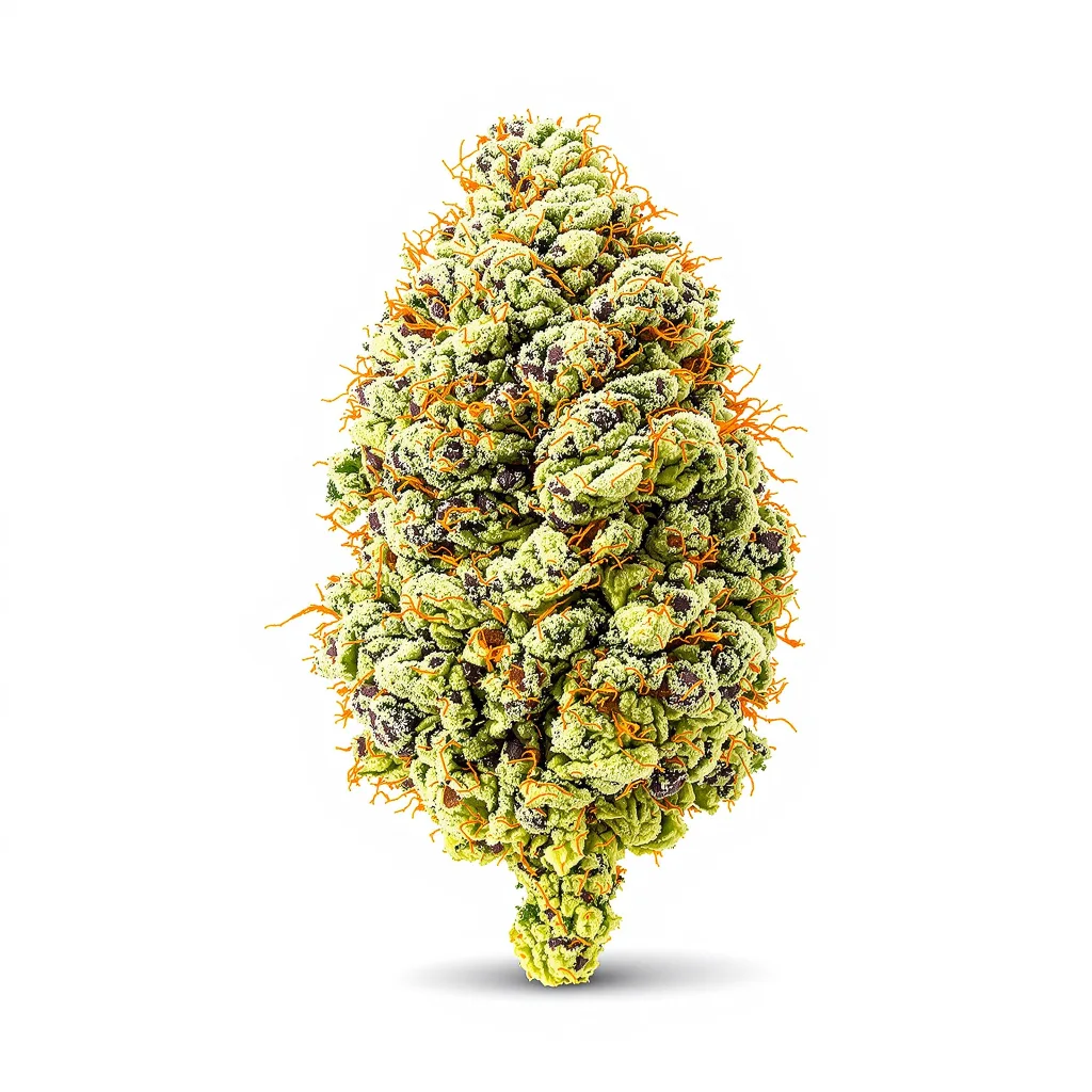 Lucid Blue 61% indica / 39% sativa — flor con tricomas visibles