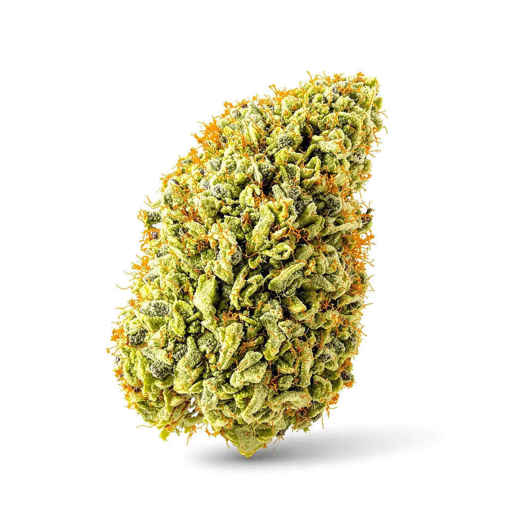 Lucid Dream Kush 9% indica / 91% sativa — flor con tricomas visibles