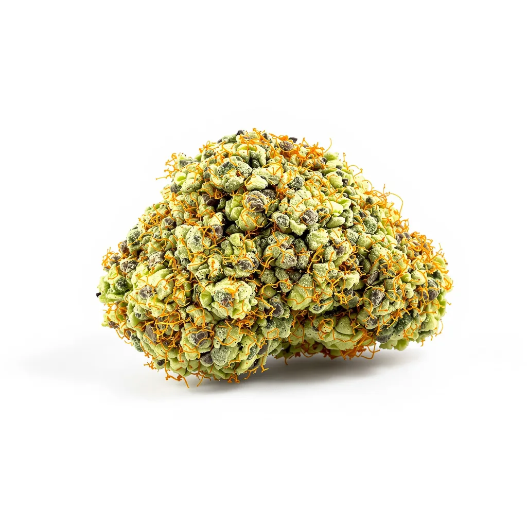 Lucid Dream Kush 9% indica / 91% sativa — flor con tricomas visibles
