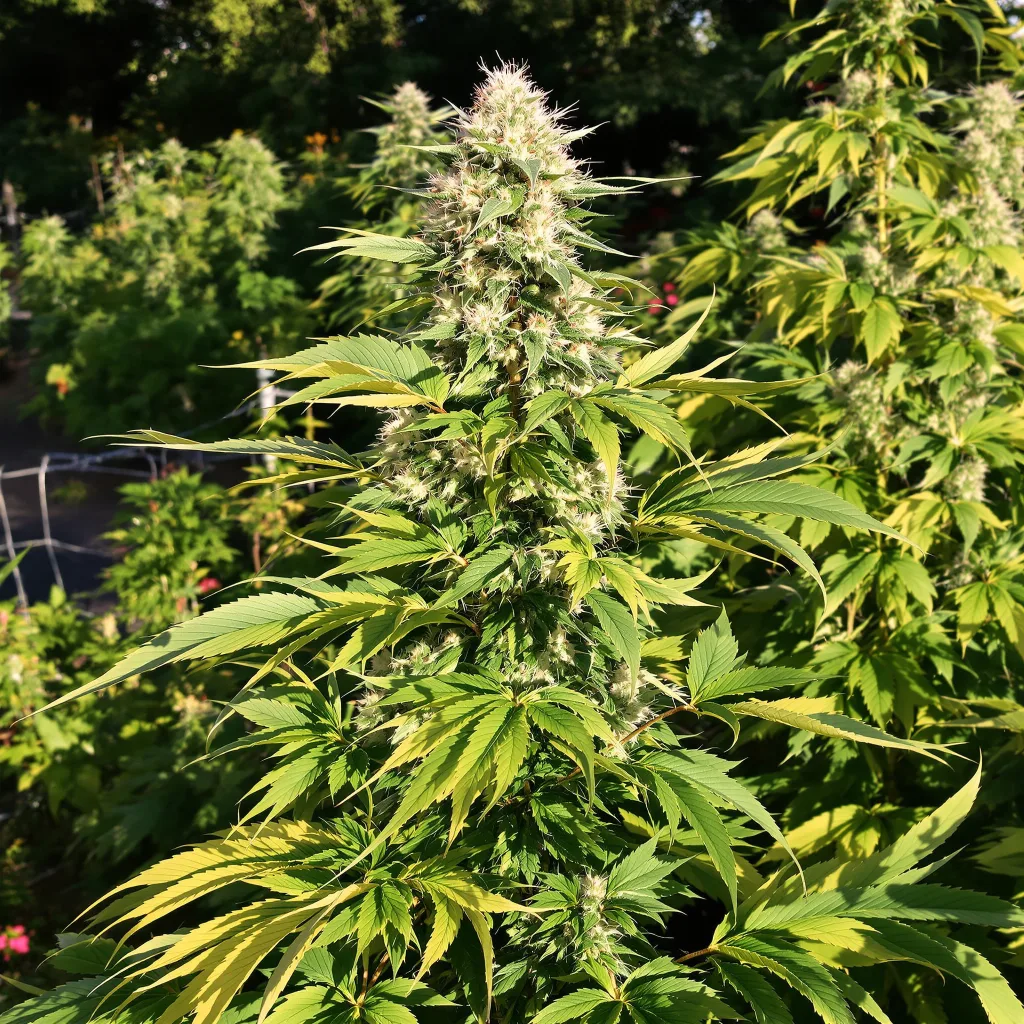 Lucky 54% indica / 46% sativa — flor con tricomas visibles