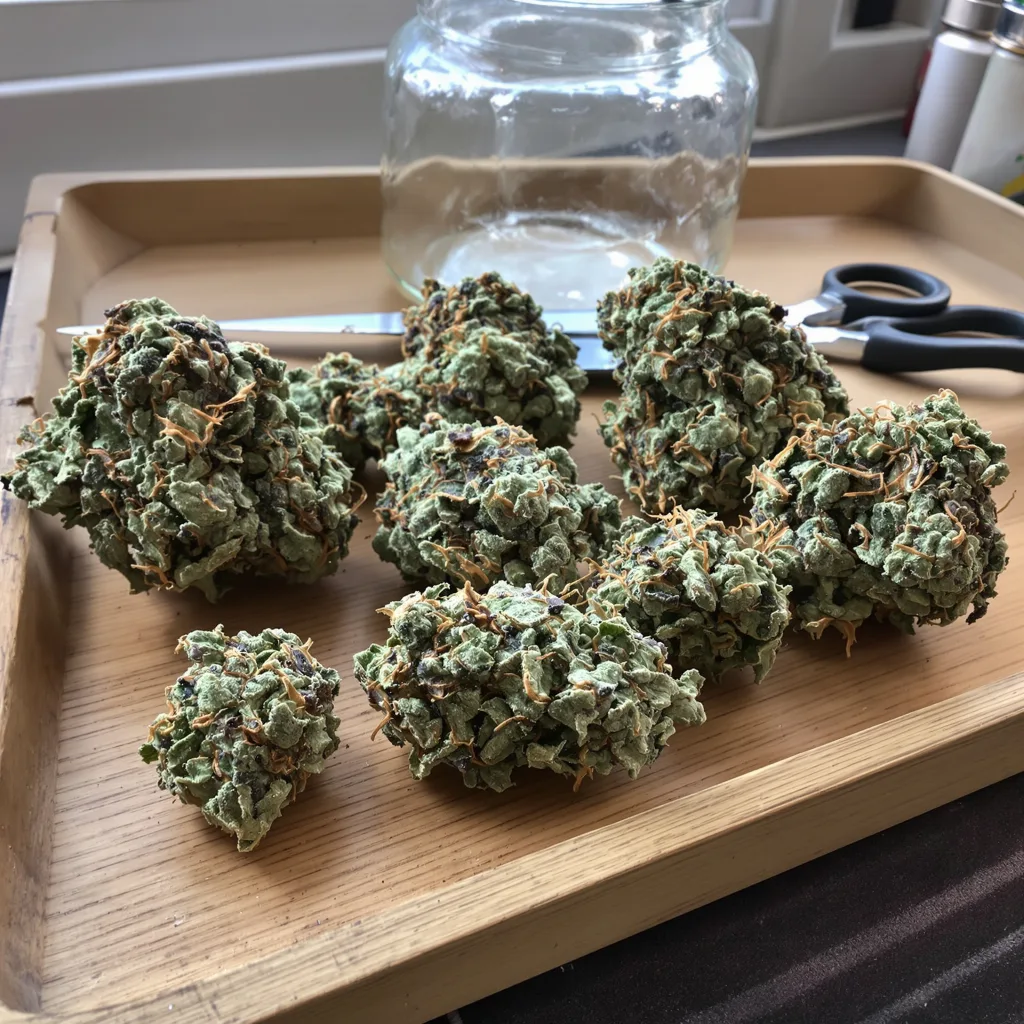 Mac 1 50% indica / 50% sativa — flor con tricomas visibles
