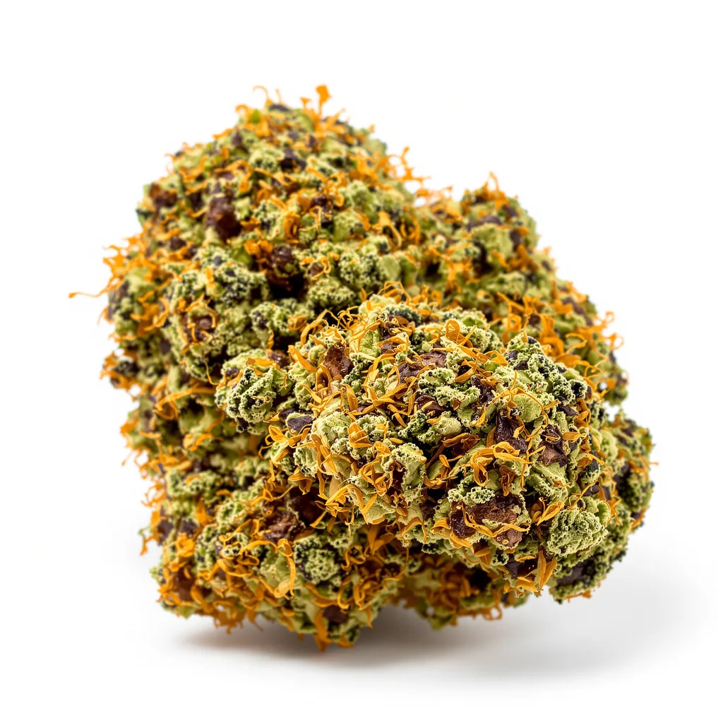 Mafia Funeral 84% indica / 16% sativa — flor con tricomas visibles