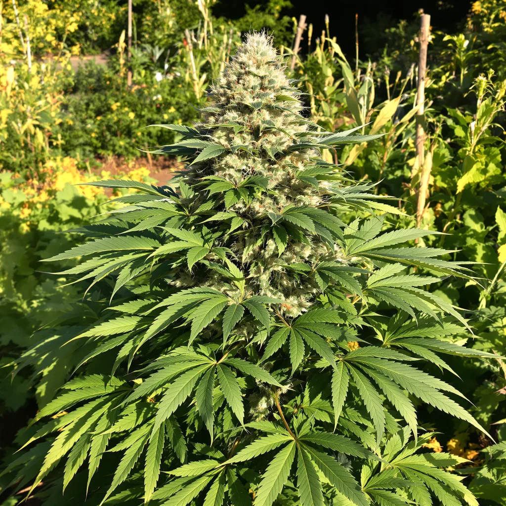 Majestic 12 70% indica / 30% sativa — flor con tricomas visibles