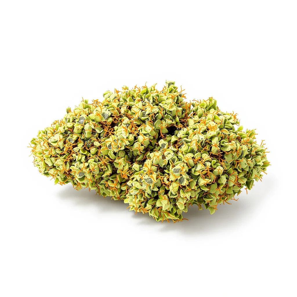 Malawi Gold 11% indica / 89% sativa — flor con tricomas visibles