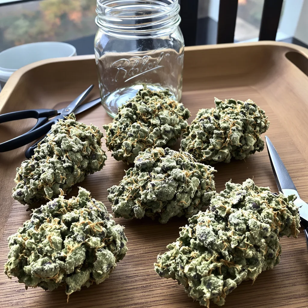 Mandarin 36% indica / 64% sativa — flor con tricomas visibles