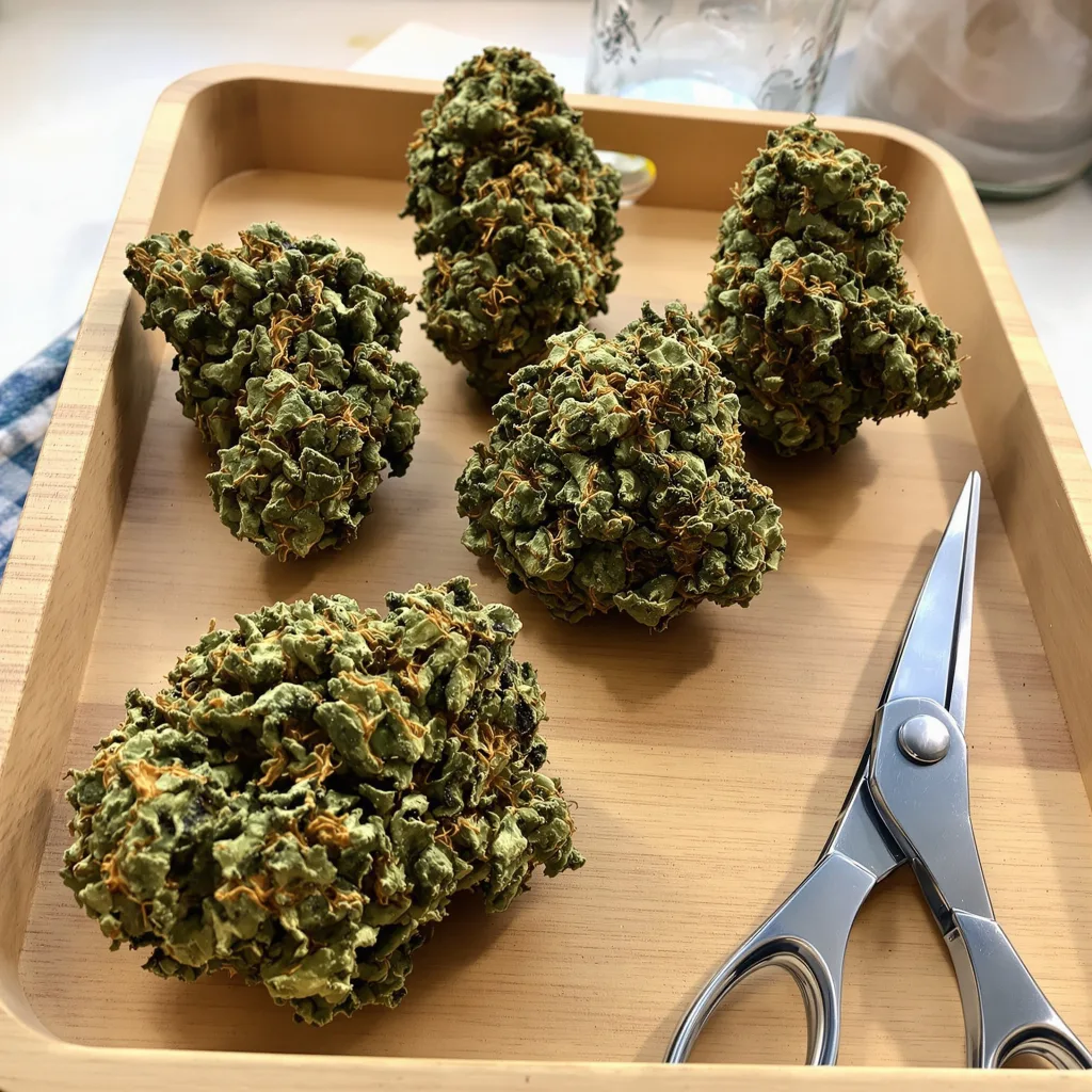 Mandarine 76% indica / 24% sativa — flor con tricomas visibles