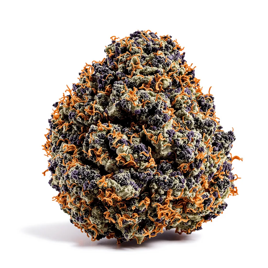 Mandarine 76% indica / 24% sativa — flor con tricomas visibles