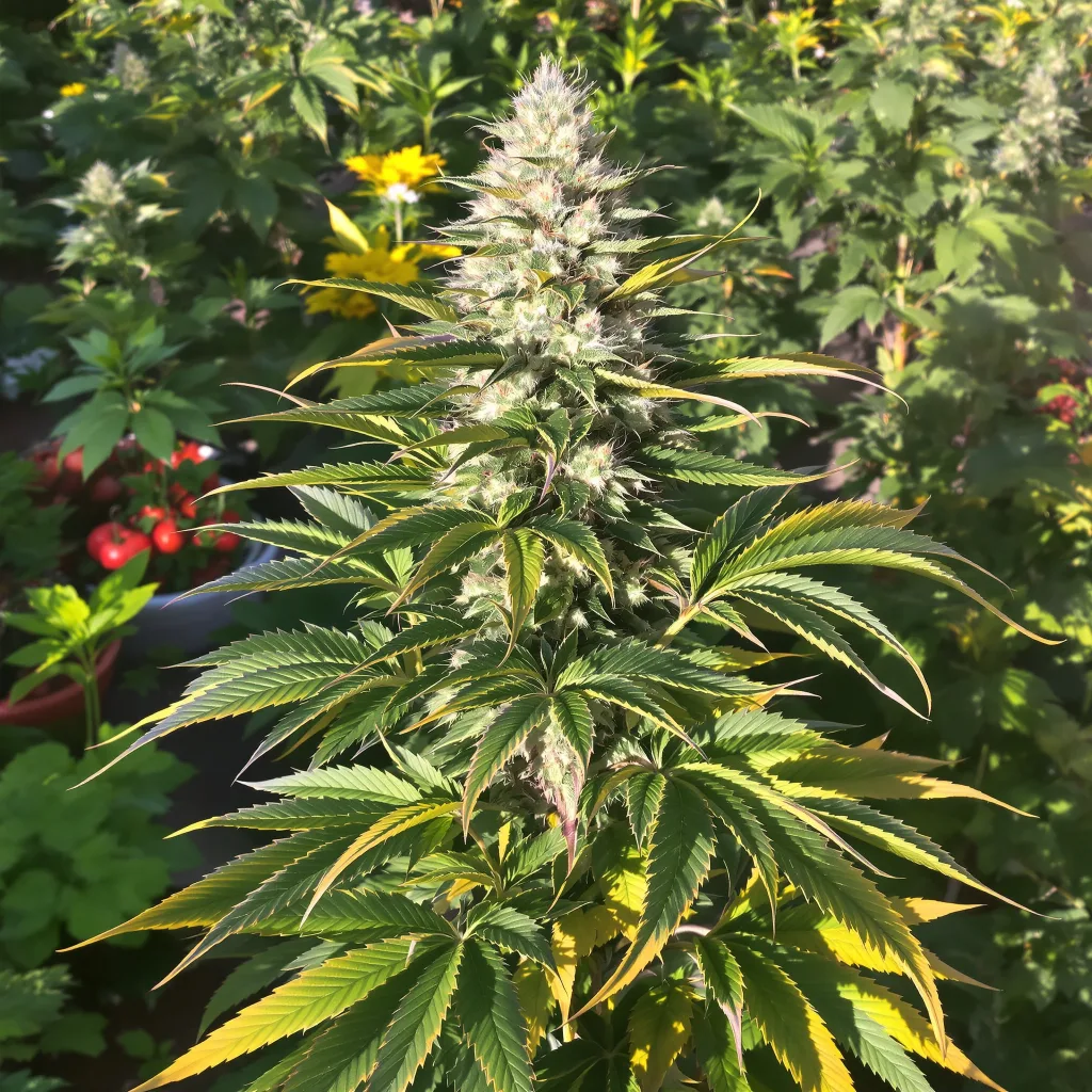 Mango 67% indica / 33% sativa — flor con tricomas visibles