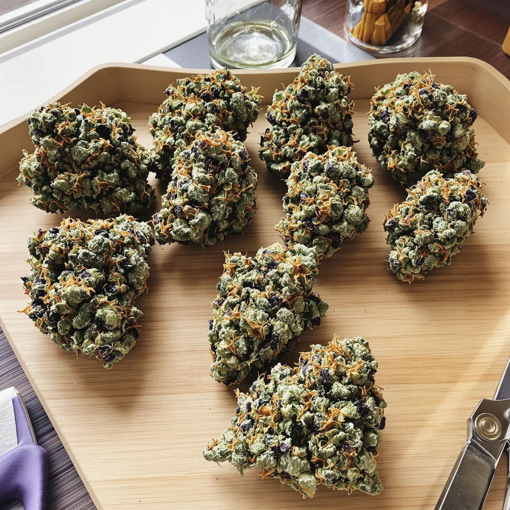 Mango Haze 40% indica / 60% sativa — flor con tricomas visibles