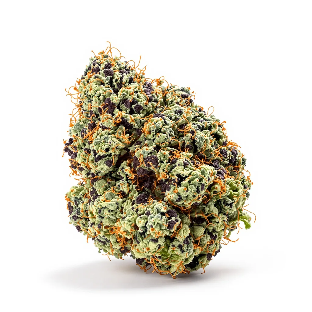 Mango Kush 89% indica / 11% sativa — flor con tricomas visibles