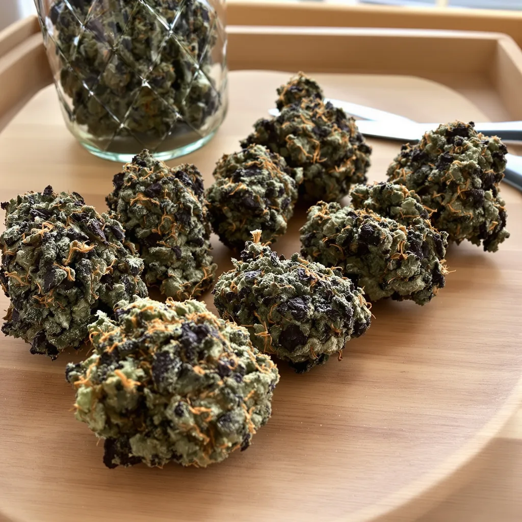 Mango Kush 89% indica / 11% sativa — flor con tricomas visibles
