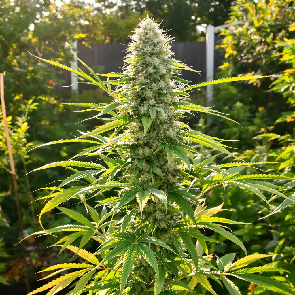 Manitoba Poison 57% indica / 43% sativa — flor con tricomas visibles