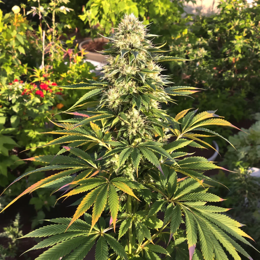 Maple Leaf 70% indica / 30% sativa — flor con tricomas visibles