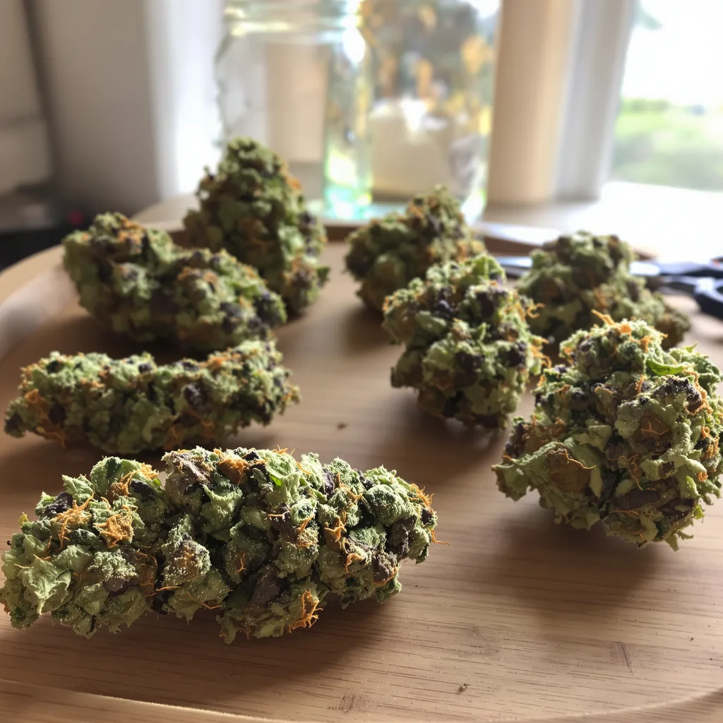 Master Bubba 40% indica / 50% sativa — flor con tricomas visibles
