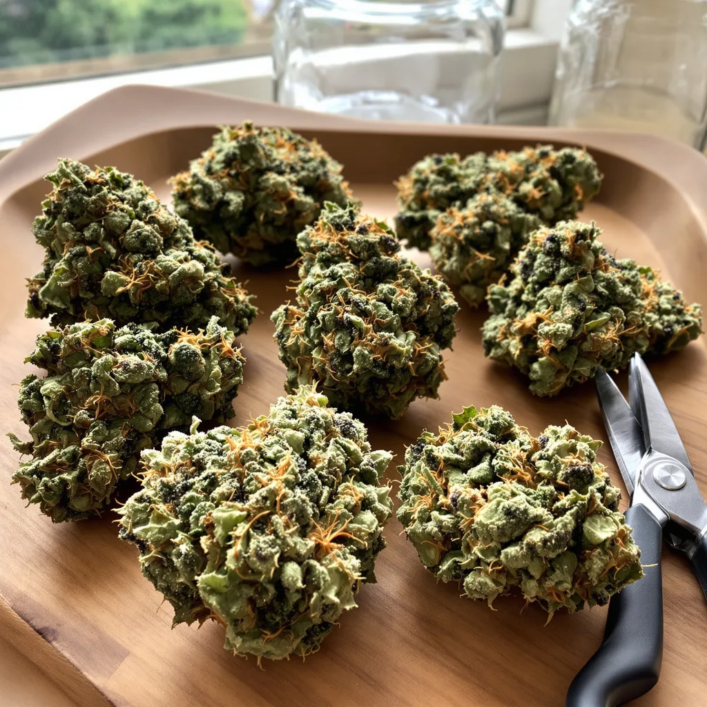 Master Jedi 40% indica / 50% sativa — flor con tricomas visibles