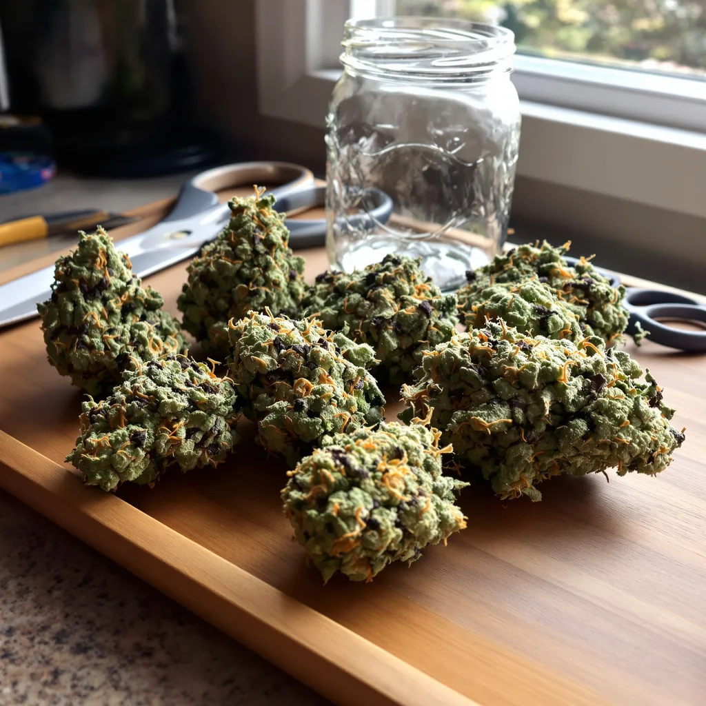 Master Yoda 40% indica / 50% sativa — flor con tricomas visibles