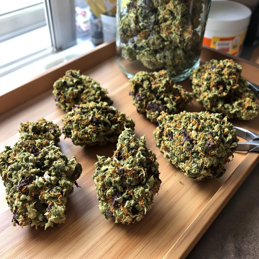 Matanuska Thunder Fuck 77% indica / 23% sativa — flor con tricomas visibles