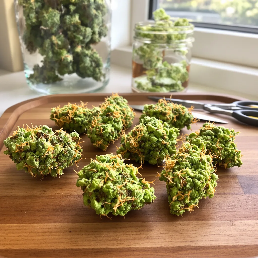 Maui 10% indica / 90% sativa — flor con tricomas visibles