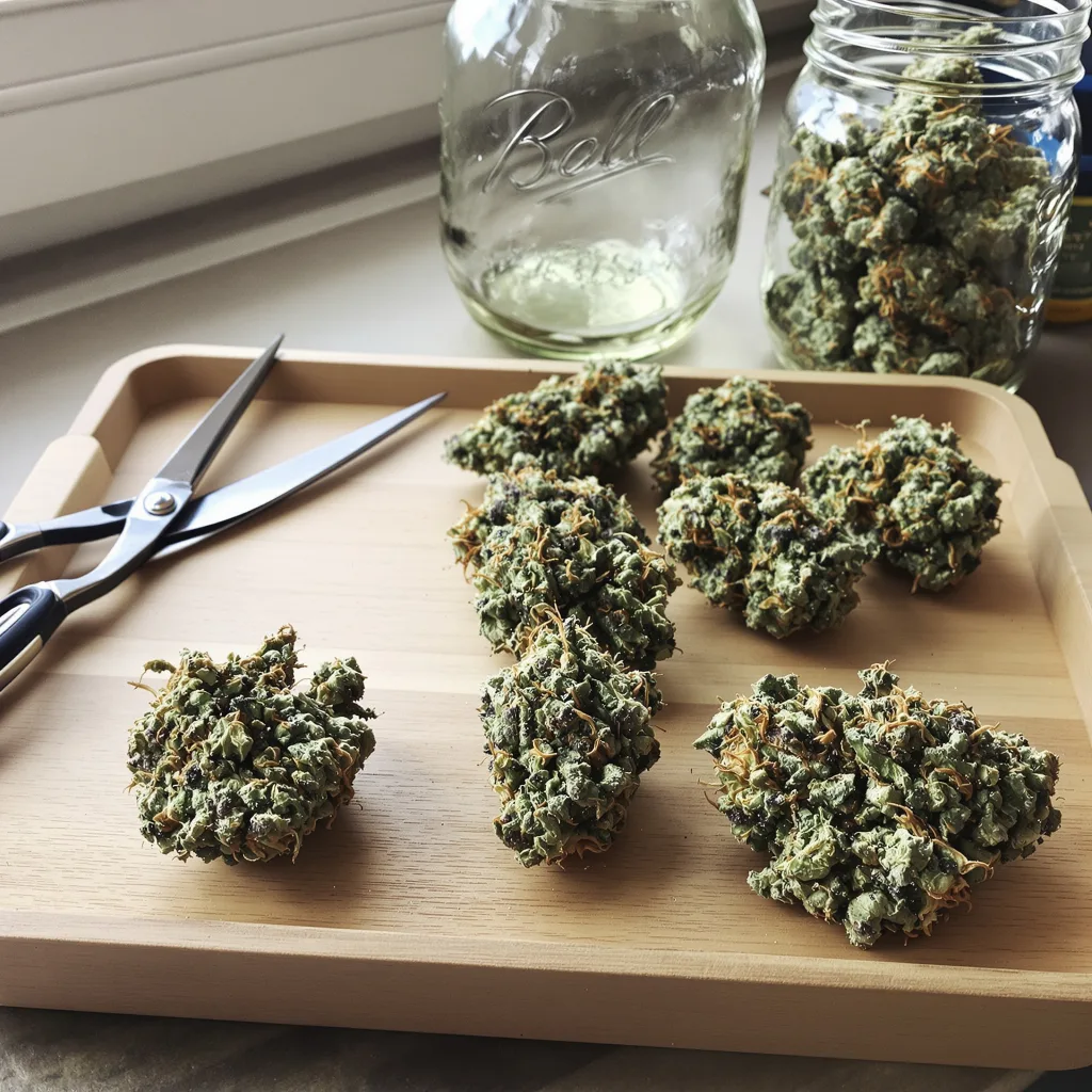 Maui Haole 55% indica / 45% sativa — flor con tricomas visibles