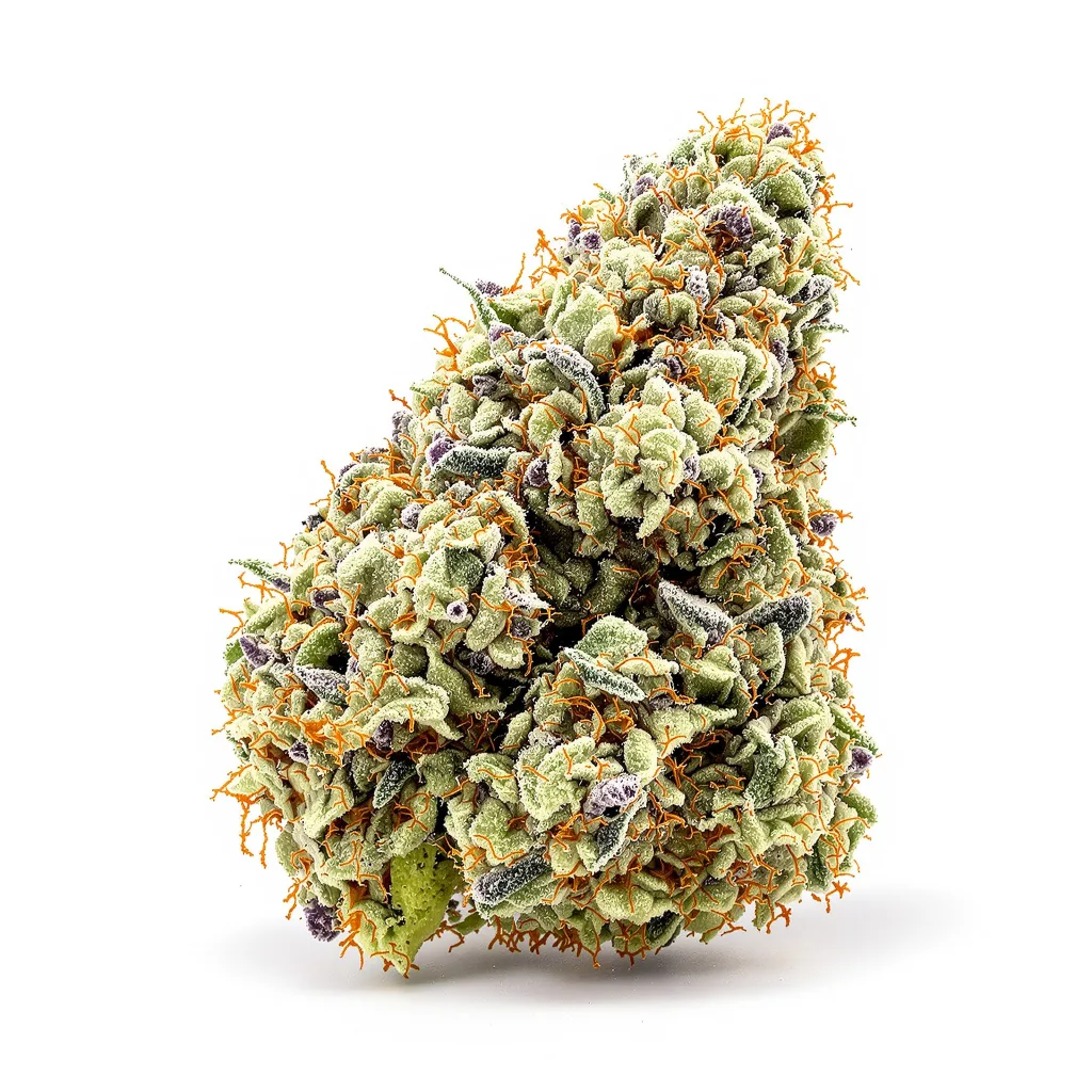 Maui Haole 55% indica / 45% sativa — flor con tricomas visibles