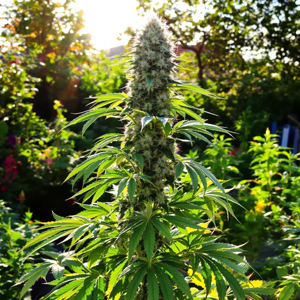 Maui Haole 55% indica / 45% sativa — flor con tricomas visibles