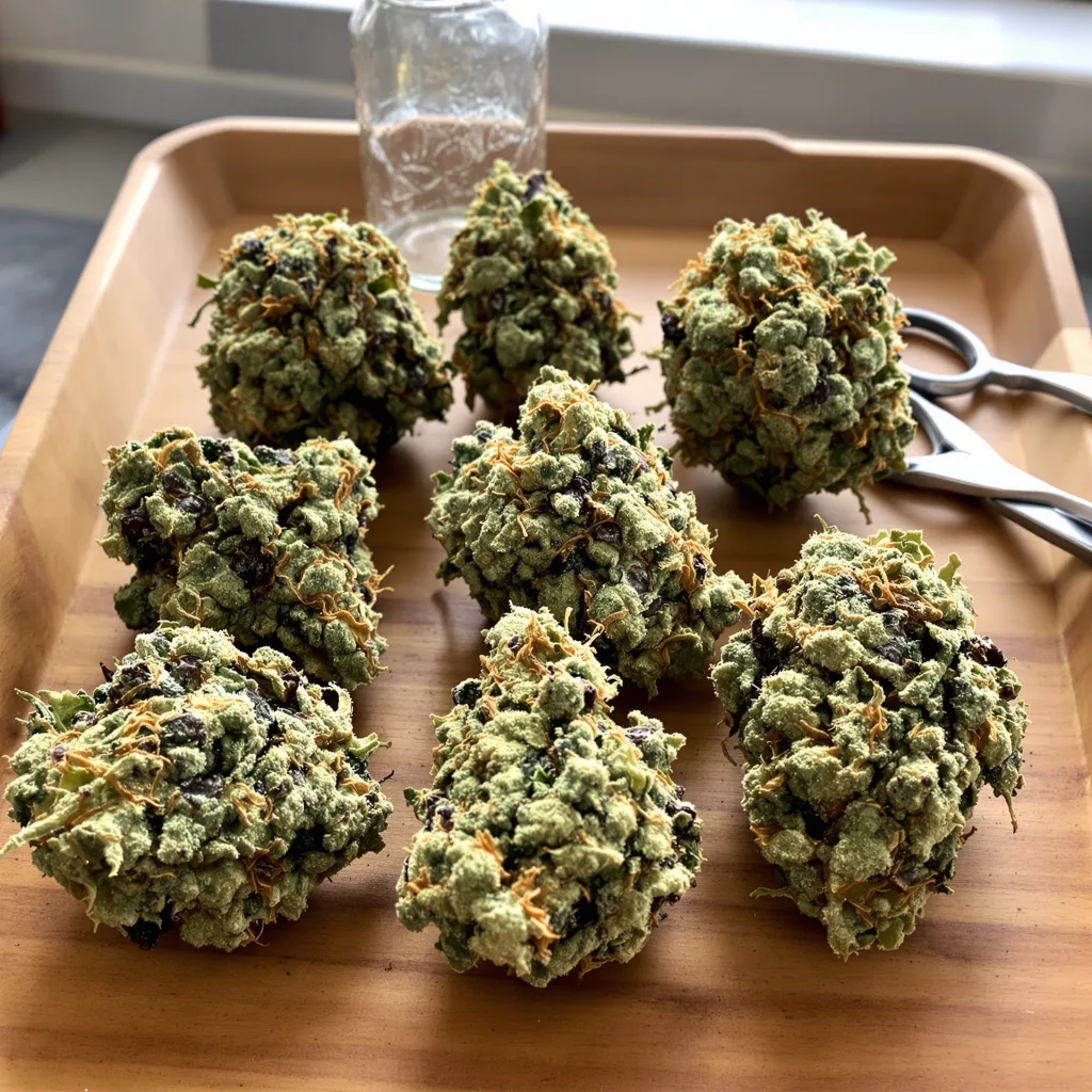 Maui Pineapple Chunk 41% indica / 59% sativa — flor con tricomas visibles