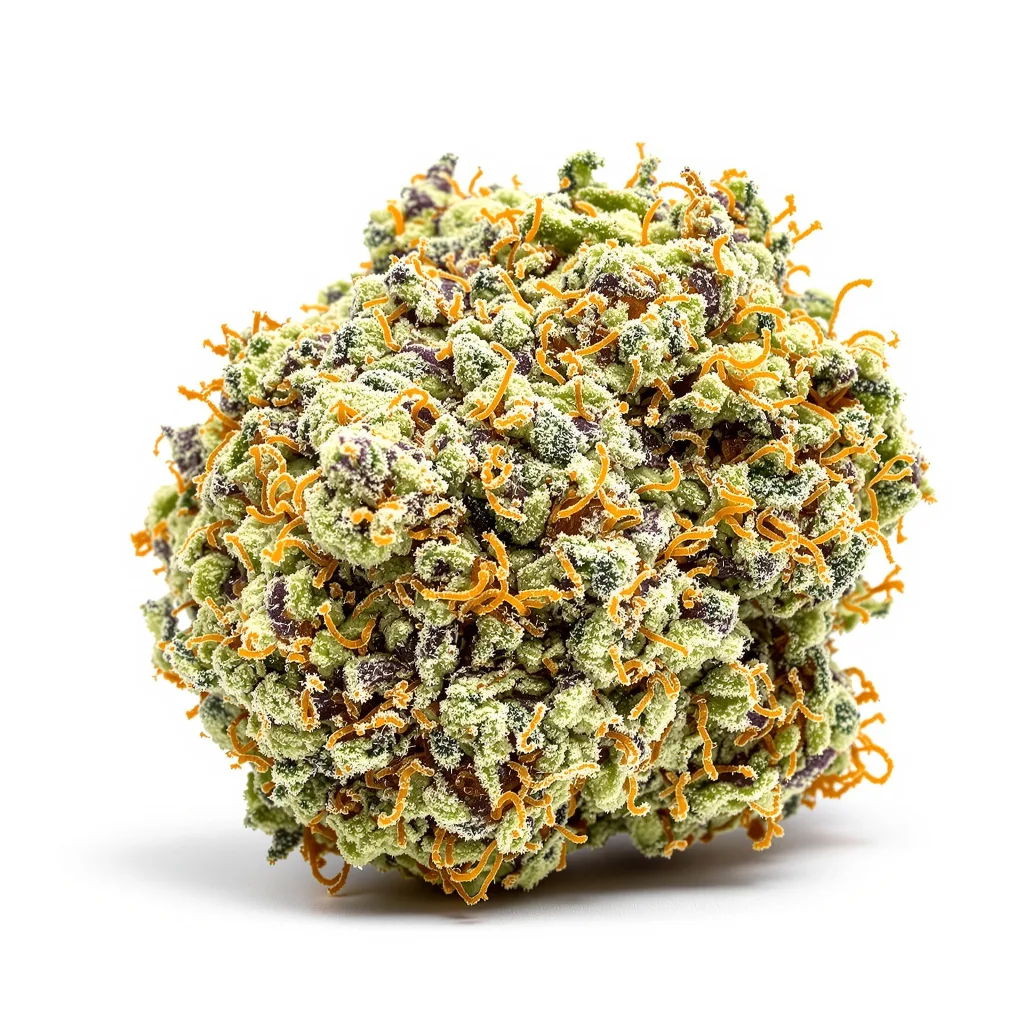 Maui Pineapple Chunk 41% indica / 59% sativa — flor con tricomas visibles